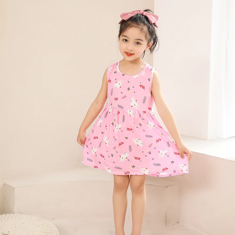 Girl Dress Cotton Summer Kids Clothes Girls Children Flower Dresses Sleeveless Princess Party Outfit Children's Clothing