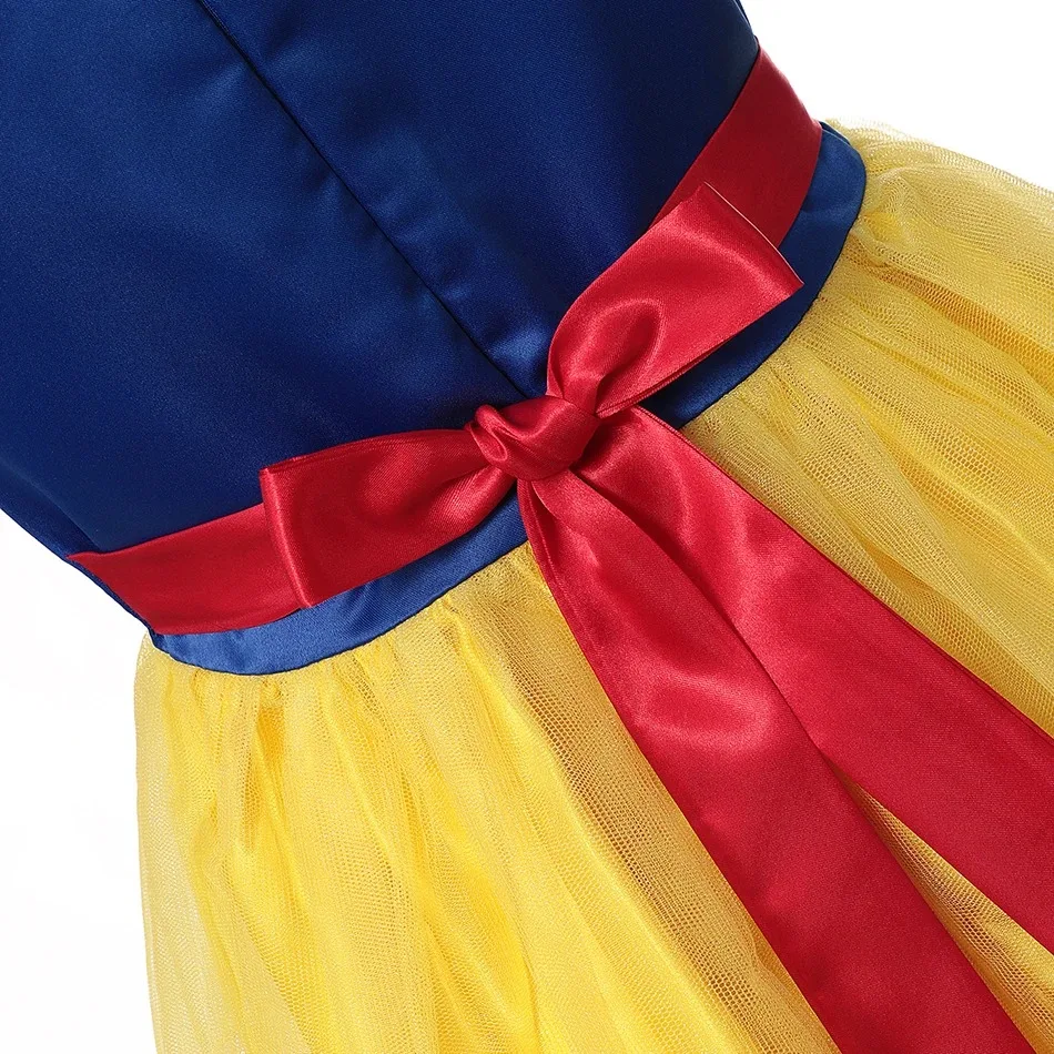 Snow White Princess Dress Kids Girl Costume With Cape Headwear Halloween Carnival Birthday Party Cosplay Children Clothing