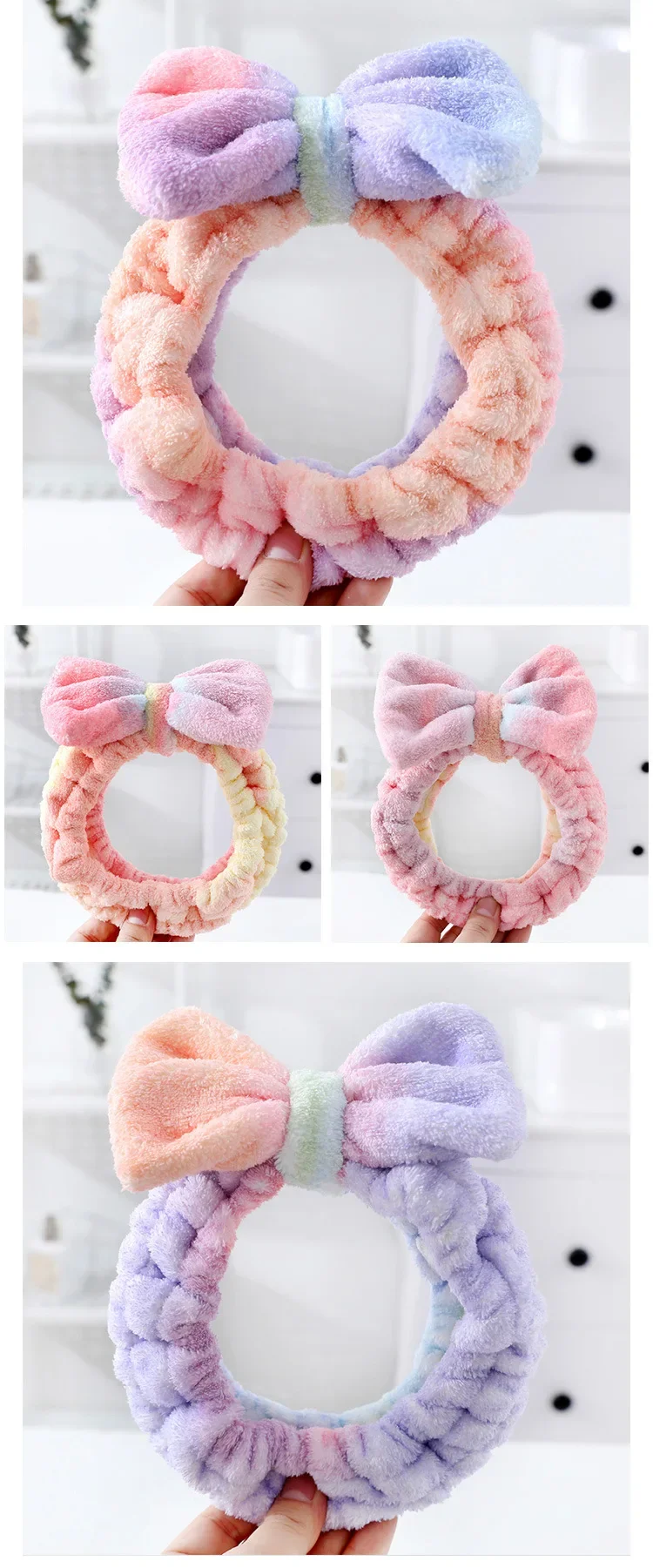 Microfiber Rainbow Bow Shower Cap Female Quick Dry Hair Towel Head Wrap Cute Princess Cap Soft Dry Hair Cap