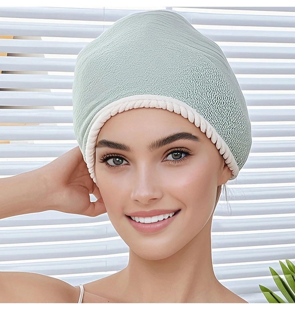 New Thickened Double Layer Hair Drying Cap Wipe Hair, Quick Drying Towel, Shower Cap Ultra Absorbent Microfiber Hair Dryer Caps