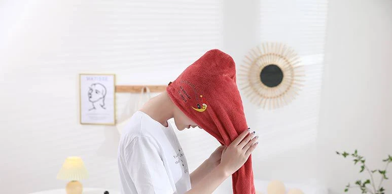 Microfiber Hair Towel Bathroom Towels For Adults Women Home Embroidered Daisy Animal Coral Velvet Shower Cap Dry Hair Cap 1pc