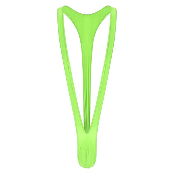 Mens Glossy Mankini One-Piece Swimsuit Bulge Pouch Thongs V-Shaped Suspender Bodysuit Hollow Out Swimwear Underwear Clubwear