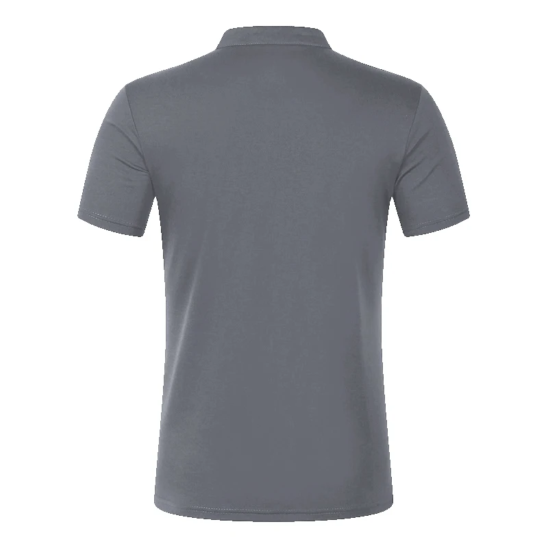 Men's Stand Collar Short Sleeve Henley Shirt Polyester Twill Lightweight Breathable Casual Tops with Chest Pocket plus size