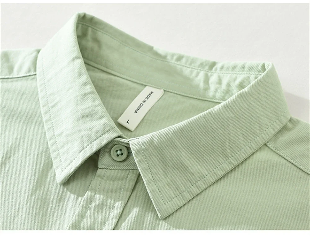 Men's Japanese Style Long Sleeve Shirt Solid Color Cotton Casual Loose Fit Tops Work Daily Shirts For Young Men