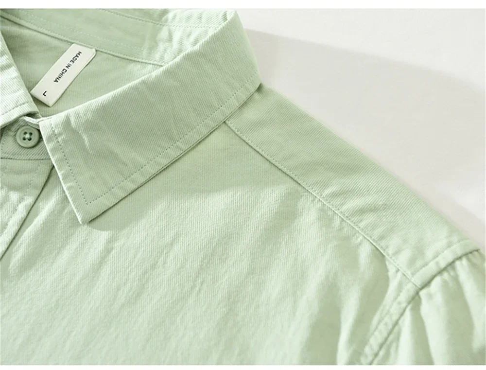 Men's Japanese Style Long Sleeve Shirt Solid Color Cotton Casual Loose Fit Tops Work Daily Shirts For Young Men