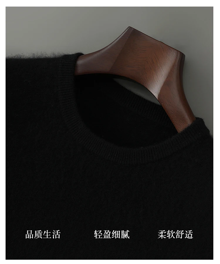 Spring and summer new 100% pure cashmere knitted T-shirt men's round neck short sleeved pullover loose cashmere solid color top