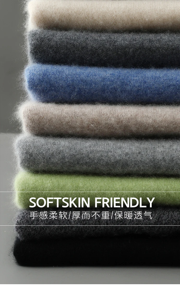 Spring and summer new 100% pure cashmere knitted T-shirt men's round neck short sleeved pullover loose cashmere solid color top