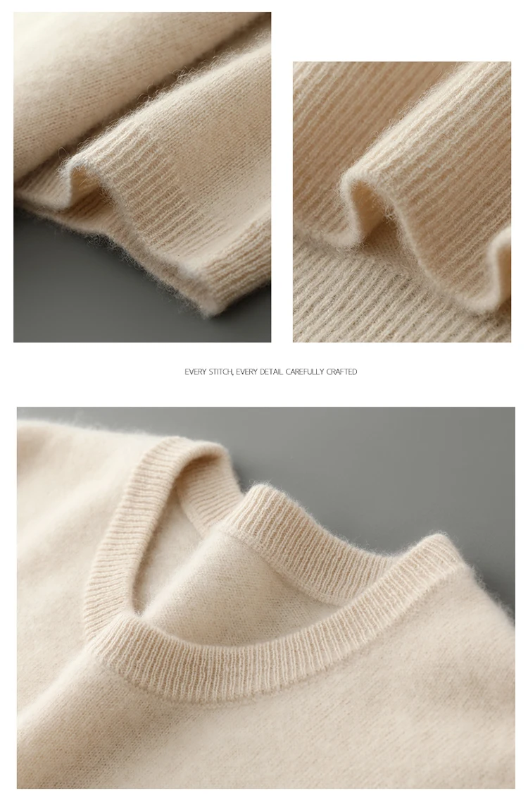 Spring and summer new 100% pure cashmere knitted T-shirt men's round neck short sleeved pullover loose cashmere solid color top