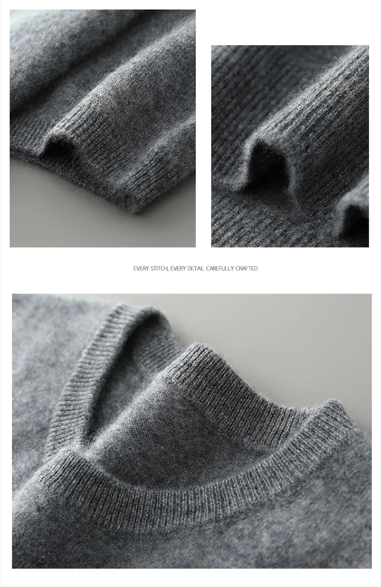 Spring and summer new 100% pure cashmere knitted T-shirt men's round neck short sleeved pullover loose cashmere solid color top