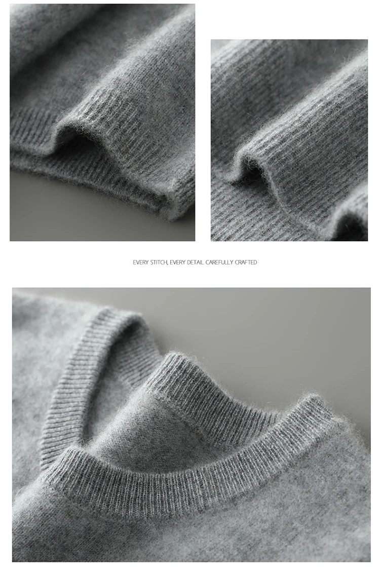 Spring and summer new 100% pure cashmere knitted T-shirt men's round neck short sleeved pullover loose cashmere solid color top