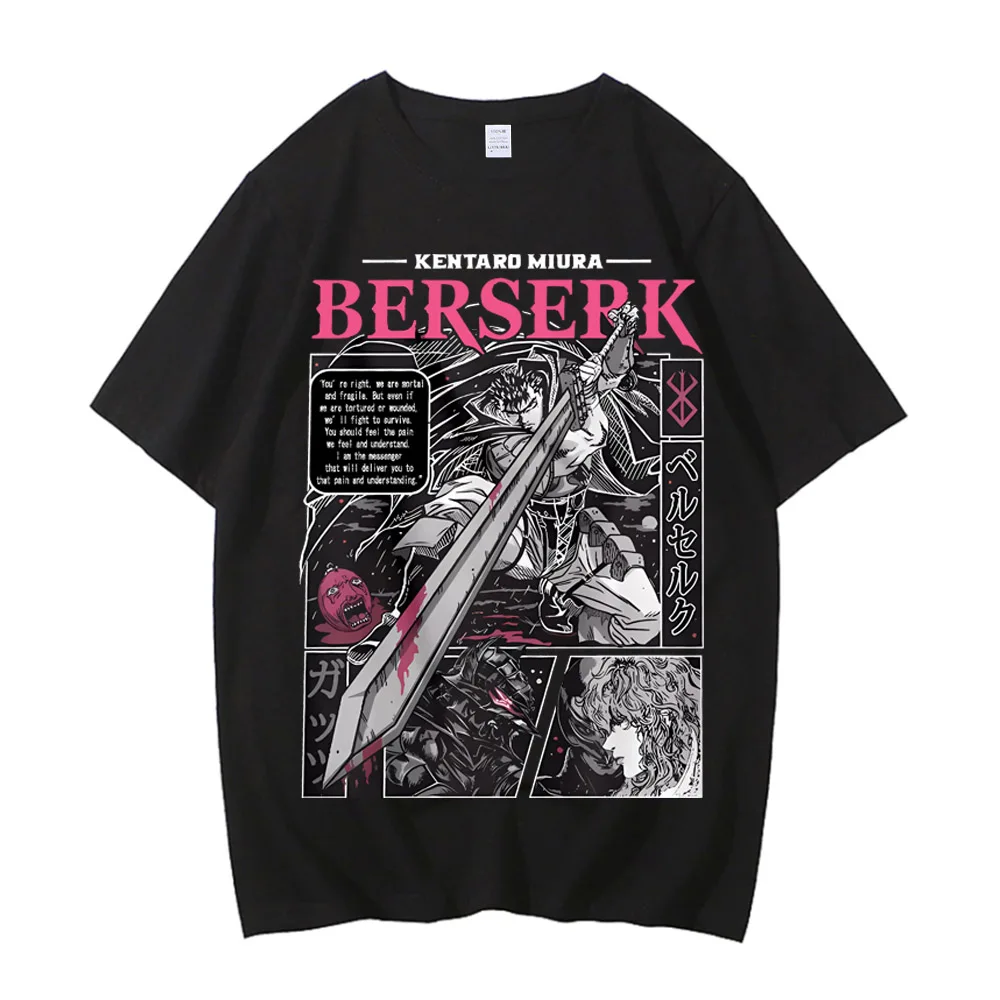 Anime Berserk Tshirt Summer Men Women High Quality Cotton Short Sleeve T Shirt Print T-shirt Tops 2024 Tee Trend Fans Clothes