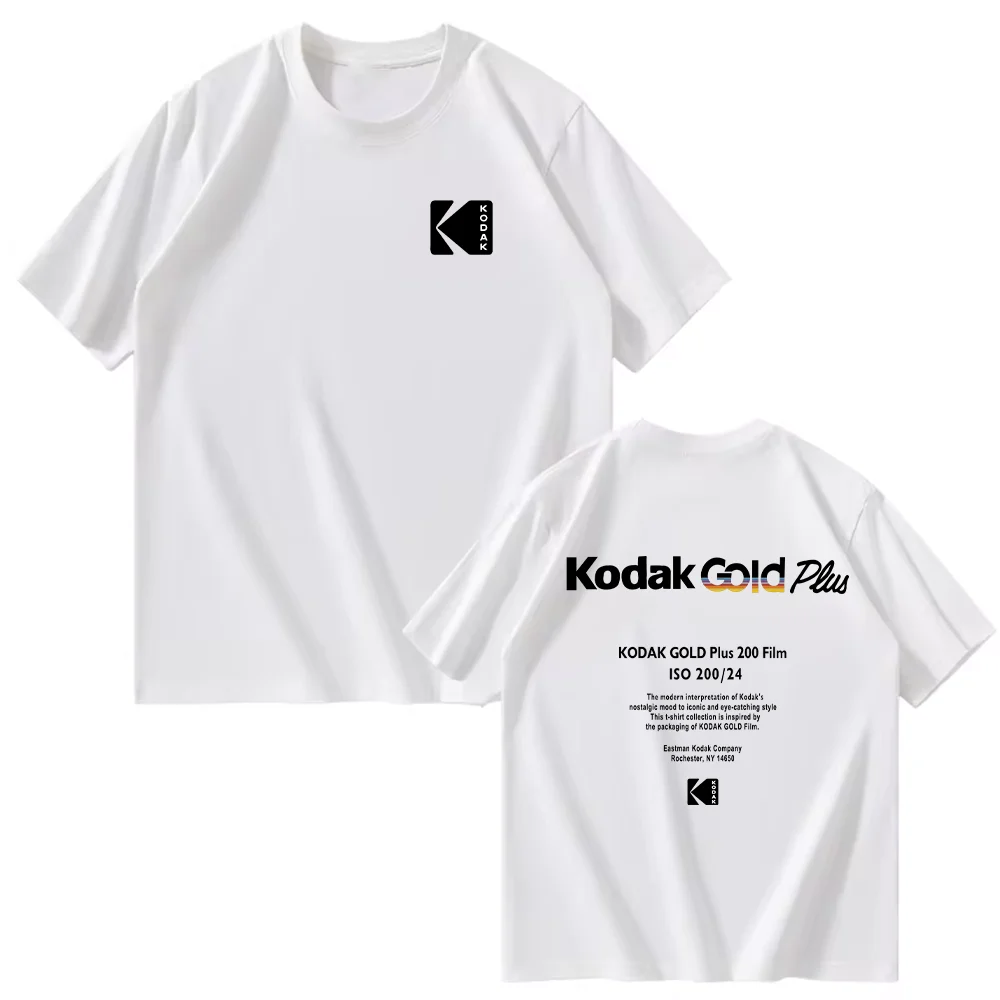 Kodak Summer Brand Fashion Cool Retro Y2K Print 100% Cotton Men's T-shirt Street Casual Sweat-absorbing Breathable Short Sleeve