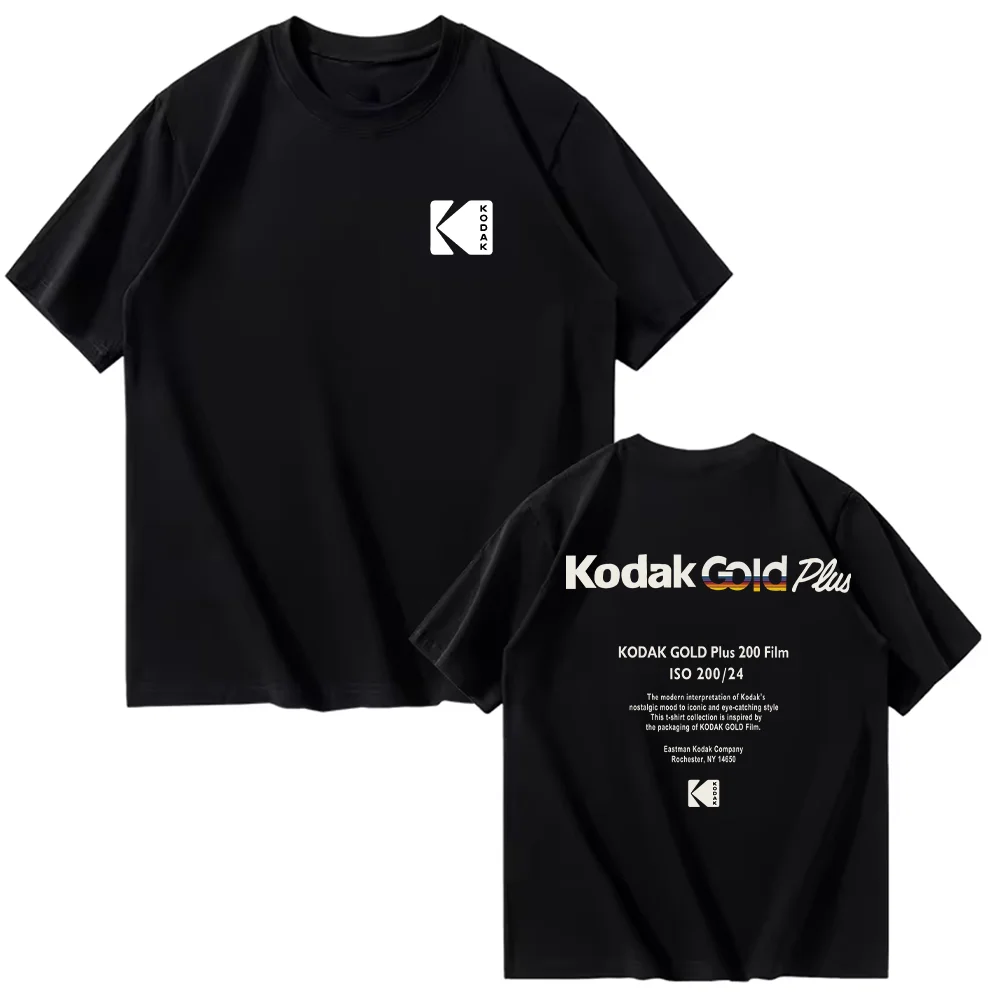 Kodak Summer Brand Fashion Cool Retro Y2K Print 100% Cotton Men's T-shirt Street Casual Sweat-absorbing Breathable Short Sleeve