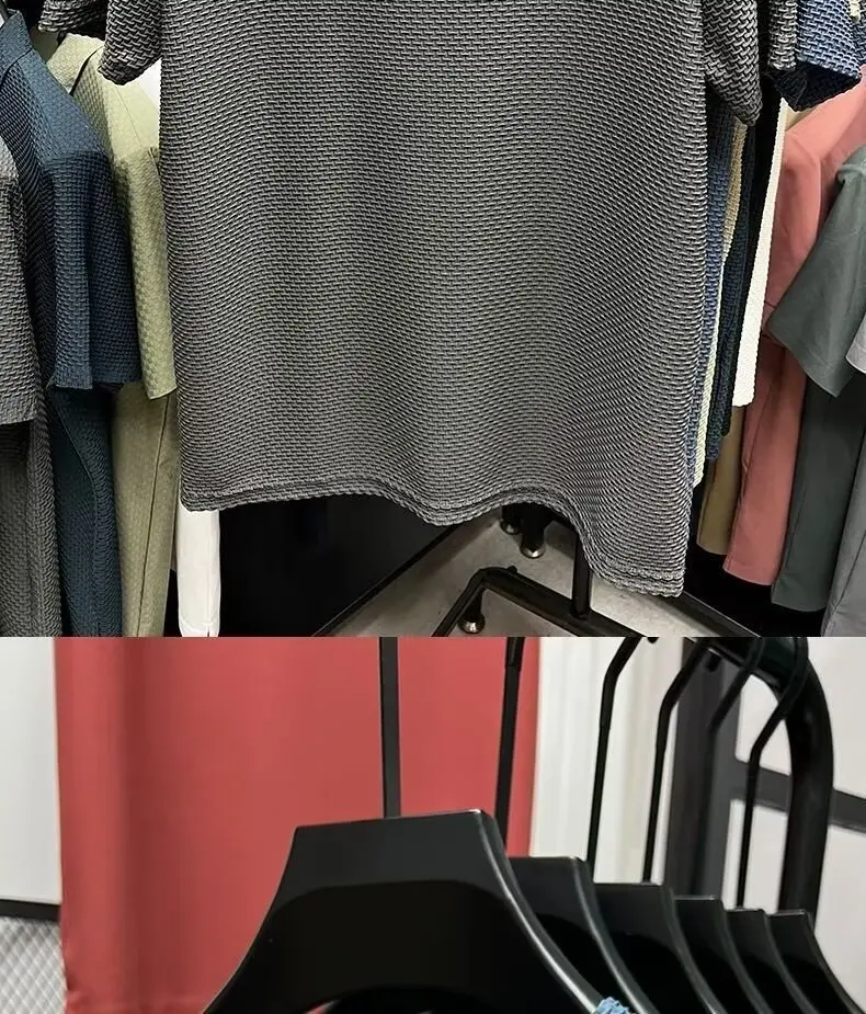 Mesh Ice Silk T-shirt Men's Short sleeved Round Neck New T-sleeved Men's Bottom Shirt Summer Solid Color Men's Top