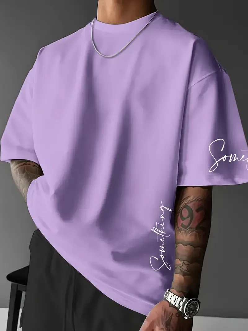 The 2025 summer new men's T-shirt features a casual fashionable comfortable soft and breathable 3D striped pattern print