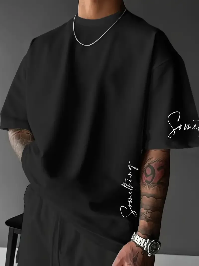 The 2025 summer new men's T-shirt features a casual fashionable comfortable soft and breathable 3D striped pattern print