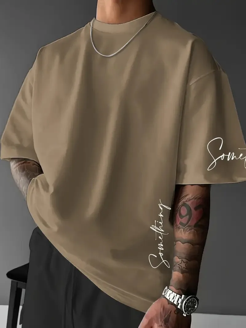 The 2025 summer new men's T-shirt features a casual fashionable comfortable soft and breathable 3D striped pattern print