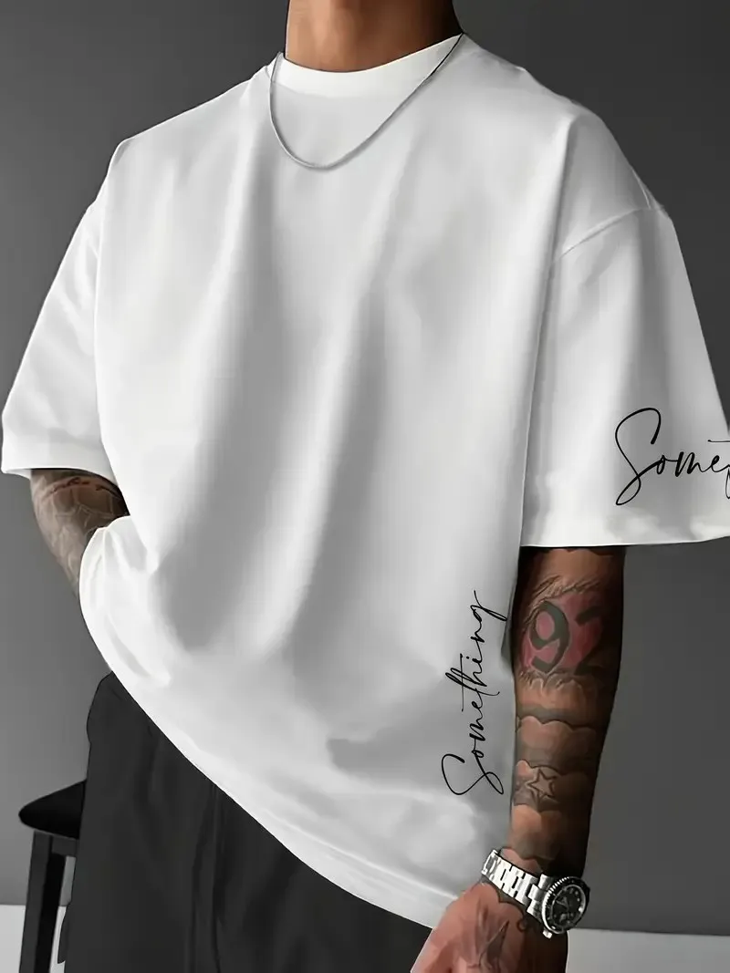 The 2025 summer new men's T-shirt features a casual fashionable comfortable soft and breathable 3D striped pattern print