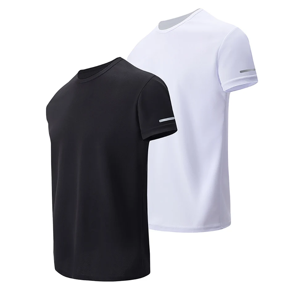 1/2/4Pcs Men's Summer Solid Color Mix And Match Short-sleeved Young Men's Loose Quick-drying Sports Running Shirt Middle-aged T-