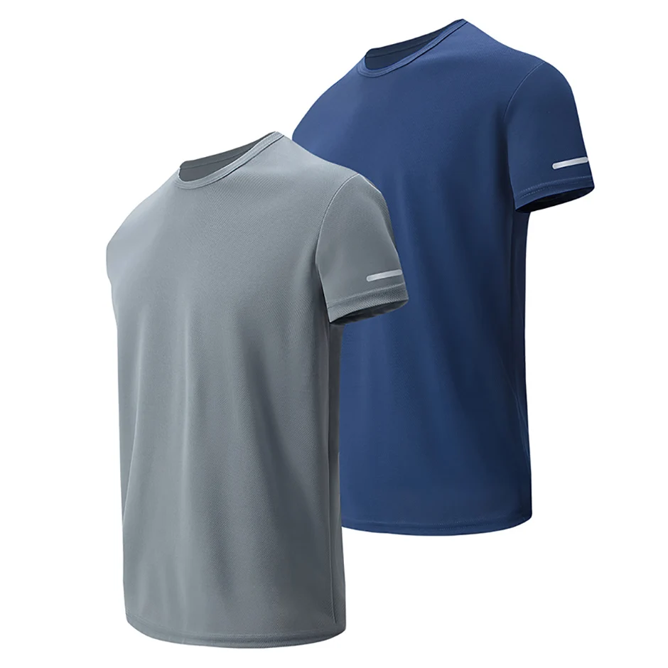 1/2/4Pcs Men's Summer Solid Color Mix And Match Short-sleeved Young Men's Loose Quick-drying Sports Running Shirt Middle-aged T-